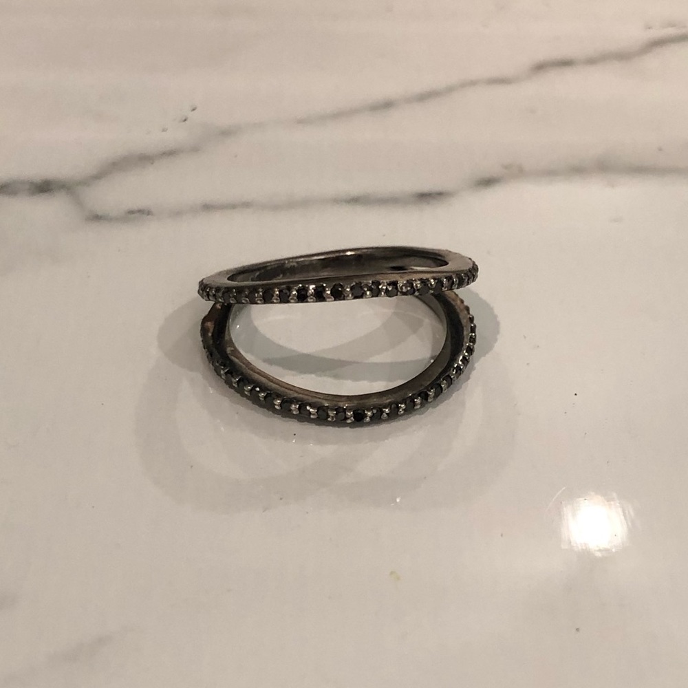 Versani Black Diamond Double Band Ring